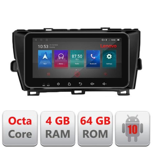 Navigáció Toyota Prius 2009-2014 I-TY39 4+64 képernyő 10.33" Android Waze USB Internet Navigáció Youtube Rádió