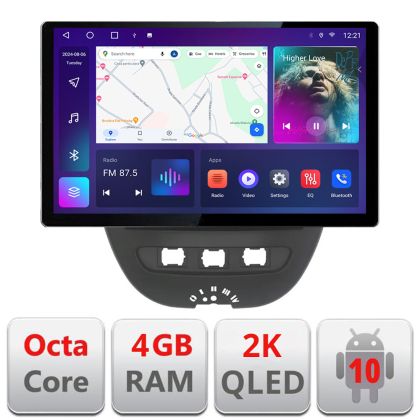 Edonav dedikált navigáció Citroen C1 Peugeot 107 Toyota Aygo 2005-2014, 2K QLED 13"-os képernyő, Octacore processzor, 4 GB RAM, 32 GB HDD, 4G, 360°, DSP, Carplay, Bluetooth V1
