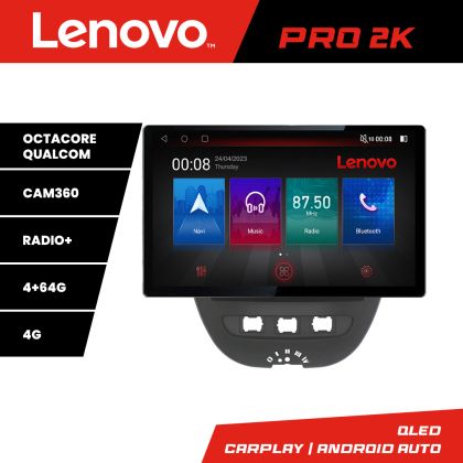 Navigáció Citroen C1 Peugeot 107 Toyota Aygo 2005-2014 Lenovo PRO 4+64 13 hüvelykes 2K android 4G DSP gps internet KIT-C1 v1