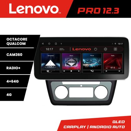 Navigáció Skoda Yeti 2009-2014 K-YETI Lenovo PRO 4+64 12,3 hüvelykes qled android 4G DSP gps internet