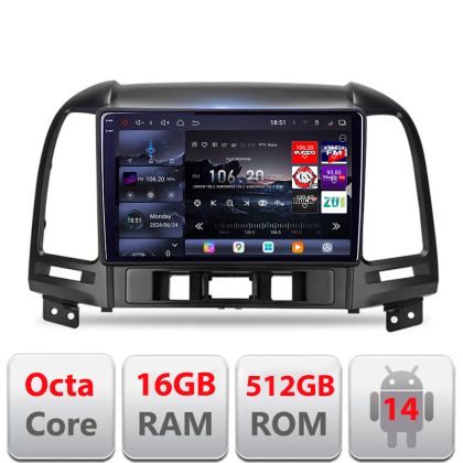 Navigáció Hyundai Santa Fe 2007-2012 Edotec Kit-008 8 magos QLED 2K 12+256GB 360 Android Waze USB Internet Navigáció Youtube Rádió