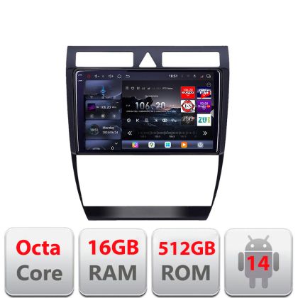 Navigatie Audi A6 C5 1997-2004  Edotec Kit-102 8 core QLED 2K 16+512GB 360 Android Waze USB Navigatie Internet Youtube Radio
