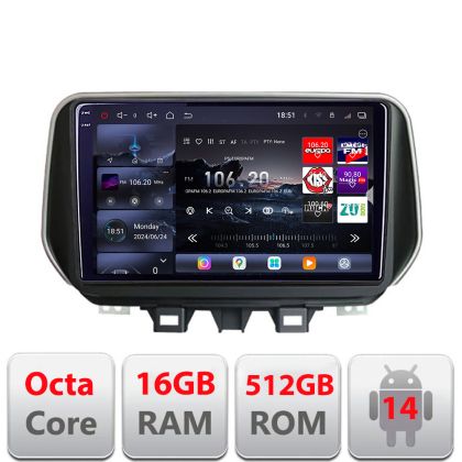 Navigáció Hyundai Tucson 2015-2020 Edotec Kit-1135 8 magos QLED 2K 12+256GB 360 Android Waze USB Internet Navigáció Youtube Rádió