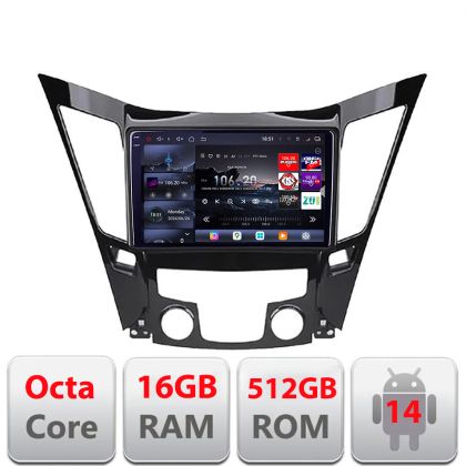 Navigáció Hyundai Sonata 2011-2015 Edotec Kit-259 8 magos QLED 2K 12+256GB 360 Android Waze USB Internet Navigáció Youtube Rádió