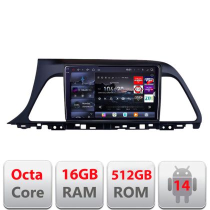 Navigáció Hyundai Sonata 2014-2018 Edotec Kit-417 8 magos QLED 2K 12+256GB 360 Android Waze USB Internet Navigáció Youtube Rádió