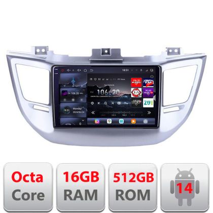 Navigáció Hyundai Tucson 2015-2019 Edotec Kit-546 8 magos QLED 2K 12+256GB 360 Android Waze USB Internet Navigáció Youtube Rádió