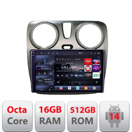 Navigáció Dacia Dokker Lodgy Android rádió bluetooth internet 8 magos QLED 2K 12+256GB 360 RAM Edotec