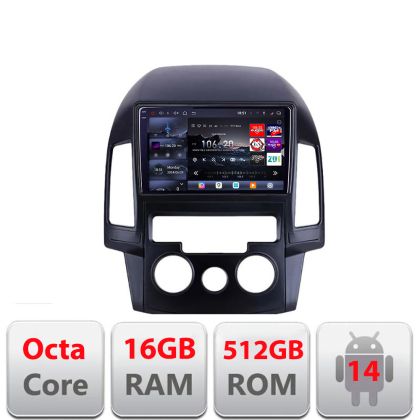 Navigáció Hyundai I30 2009-2012 manuális klíma Edotec Kit-I30AC 8 magos QLED 2K 12+256GB 360 Android Waze USB Internet Navigáció Youtube Rádió