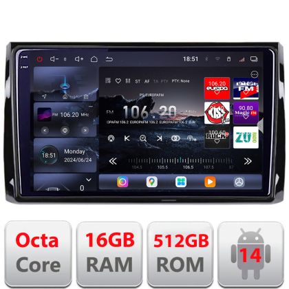 Navigáció Skoda Kodiaq 2016+ Edotec készlet - KODIAQ 8 magos QLED 2K 12+256GB 360 Android Waze USB internet navigáció Youtube rádió