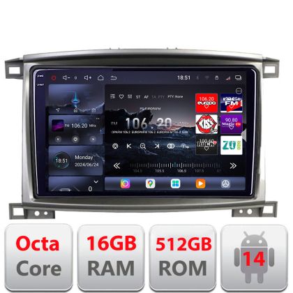 Navigatie Toyota Land Cruiser L100 2002-2008 Edotec Kit-L100 8 core QLED 2K 16+512 360 Android Waze USB Navigatie Internet Youtube Radio