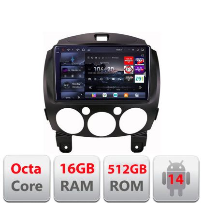 Navigáció Mazda 2 2007-2013 Android rádió gps internet 8 magos QLED 2K 12+256GB 360 Edotec