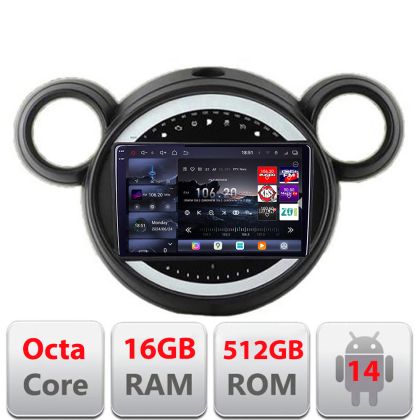 Navigáció Mini 2011-2015 CIC rendszerrel 8 magos QLED 2K 12+256GB 360 Android Waze USB Internet Navigáció Youtube Rádió Edotec