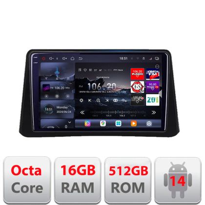 Navigáció Opel Mokka 2012-2016 Edotec Kit-MOKKA1 8 magos QLED 2K 12+256GB 360 Android Waze USB Internet Navigáció Youtube Rádió