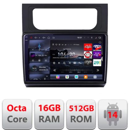 VW Touran 2010-2016 navigáció Edotec Kit-touran3 8 magos QLED 2K 12+256GB 360 Android Waze USB internet navigáció Youtube rádió