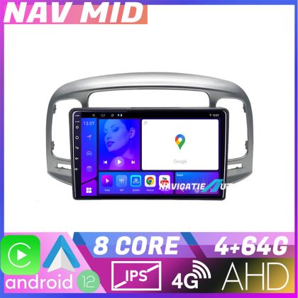 Navigáció Hyundai Accent 2006 2012 ACCENT KIT EDOTEC-LITE Android képernyő 720P Octa Core 4 64 Carplay