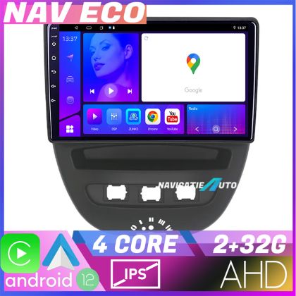 Navigáció Citroen C1 Peugeot 107 Toyota Aygo 2005-2014 NAVTEC Android Kijelző 720P Négymagos 2+32 Carplay Android Auto v1