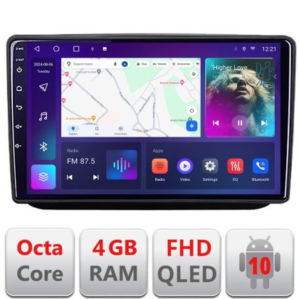 Navigáció Skoda Fabia 2 2009-2014 Android QLED képernyő Octa Core 4+64 Carplay android auto KIT-fabia2+EDT-E310V3