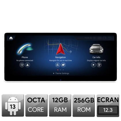 Navigáció Mercedes C W204 2012-2014 NTG4.5, Android, Octa Core, 12+256, 12.3", QLED 2K 2400x900, Qualcomm 680