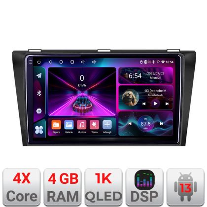 Navigáció Mazda 3 2004-2009 A-161 4+64 InCell kijelző 1K Android Waze USB internet navigáció Youtube rádió