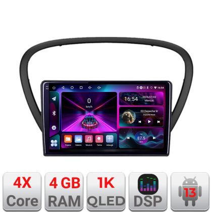 Navigáció Peugeot 607 Android rádió gps internet 4+64 InCell kijelző 1K készlet-607+EDT-E209-RK