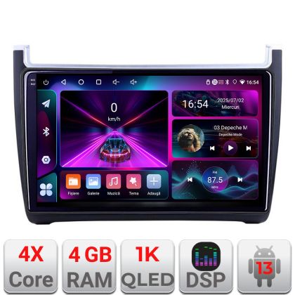 Navigáció VW Polo 2014- A-655 4+64 InCell kijelző 1K Android Waze USB internet navigáció Youtube rádió