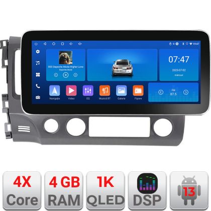 Navigáció Honda Civic 2005-2011 K-044 Edotec 4+64 12.3 hüvelykes Incell 1K android Wifi 5Ghz gps internet