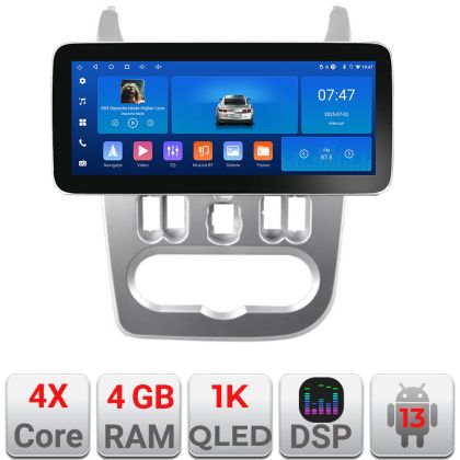 Navigáció Dacia Duster 2010-2012 K-099 Edotec 4+64 12.3 hüvelykes Incell 1K android Wifi 5Ghz gps internet