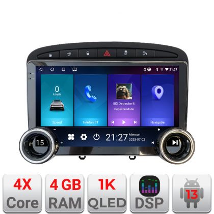 Navigáció Peugeot 308 Kit-038 Edotec 4+64 10.5 hüvelykes Incell 1K android Wifi 5Ghz gps internet