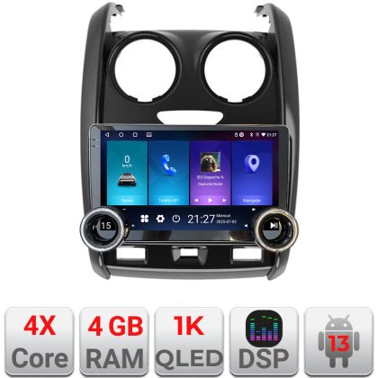 Navigáció Dacia Duster 2012-2019 Kit-157 Edotec 4+64 10.5 hüvelykes Incell 1K android Wifi 5Ghz gps internet
