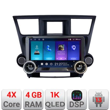 Navigáció Toyota Highlander 2007-2013 Edotec 4+64 10.5 hüvelykes Incell 1K android Wifi 5Ghz gps internet