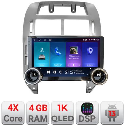 Navigáció VW Polo 2004-2011 Edotec 4+64 10.5 hüvelykes Incell 1K android Wifi 5Ghz gps internet Kit-polo