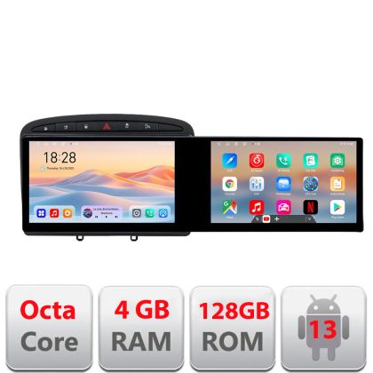 Navigáció Peugeot 308 Kit-038 Edotec 2 képernyő 8 magos 4+128 21.6 hüvelykes Incell android Wifi 5Ghz gps internet