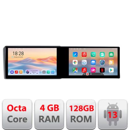 Audi A3 8P navigáció Kit-049 Edotec 2 képernyő 8 magos 4+128 21.6 hüvelykes Incell android Wifi 5Ghz gps internet