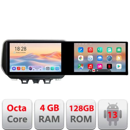 Navigáció Hyundai Tucson 2019 Edotec 2 képernyő 8 magos 4+128 21,6 hüvelykes Incell android Wifi 5Ghz gps internet Kit-1135