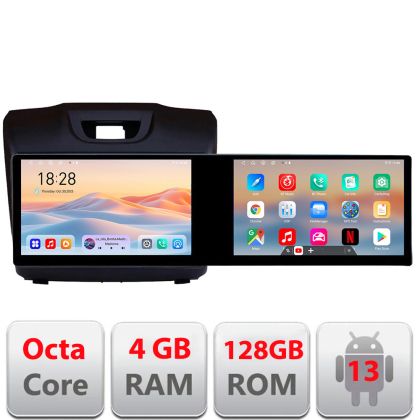 Navigáció Isuzu D-Max Kit-2234 Edotec 2 képernyő 8 magos 4+128 21.6 hüvelykes Incell android Wifi 5Ghz gps internet v1