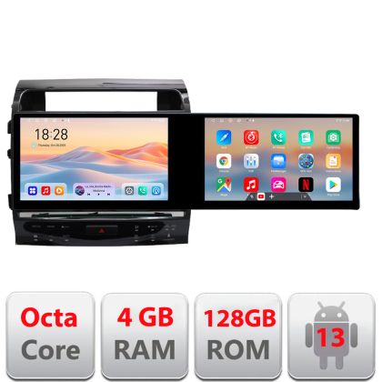 Navigáció Toyota Landcruiser L200 V8 2008-2020 Kit-381-type-a Edotec 2 képernyő 8 magos 4+128 21.6 hüvelykes Incell android Wifi 5Ghz gps internet