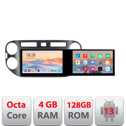 VW TIGUAN és Golf Plus 2001-2011 navigáció Edotec 2 képernyő 8 magos 4+128 21,6 hüvelykes Incell android Wifi 5Ghz gps internet