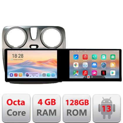 Navigáció Dacia Dokker Edotec 2 képernyő 8 magos 4+128 21.6 hüvelykes Incell android Wifi 5Ghz gps internet