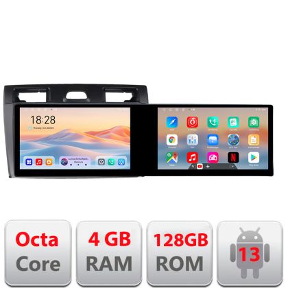 Navigáció Ford Fiesta MK5 2002-2008 Edotec 2 képernyő 8 magos 4+128 21.6 hüvelykes Incell android Wifi 5Ghz gps internet KIT-fiesta-mk5