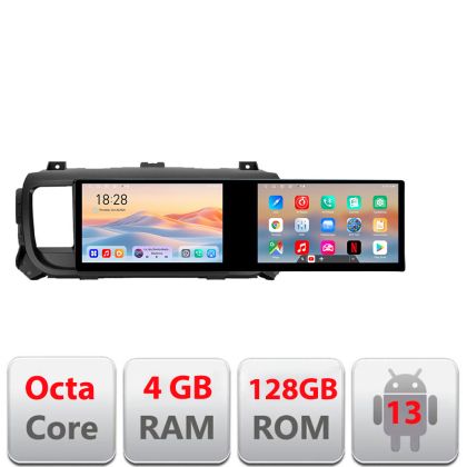 Navigáció Citroen Jumpy Toyota Ace Peugeot Traveler Kit-jumpy16 Edotec 2 képernyő 8 magos 4+128 21.6 hüvelykes Incell android Wifi 5Ghz gps internet v3