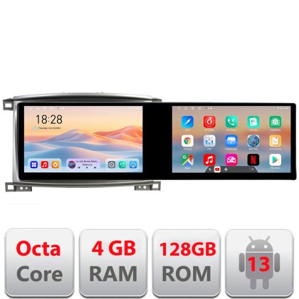 Toyota Land Cruiser L100 navigáció 2002-2008 Kit-l100 Edotec 2 képernyő 8 magos 4+128 21.6 hüvelykes Incell android Wifi 5Ghz gps internet