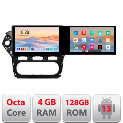 Navigáció Ford Mondeo 2010-2014 Kit-mondeo-clima Edotec 2 képernyő 8 magos 4+128 21.6 hüvelykes Incell android Wifi 5Ghz gps internet