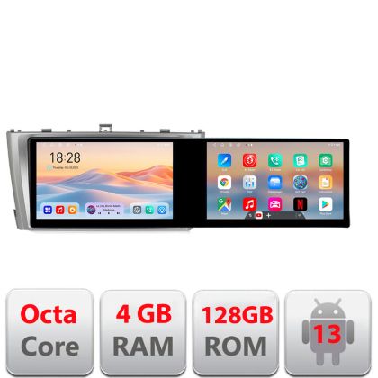 Navigáció Toyota Avensis 2009-2015 Kit-TY12 Edotec 2 képernyő 8 magos 4+128 21.6 hüvelykes Incell android Wifi 5Ghz gps internet Q