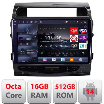 Toyota Land Cruiser V8 L200 navigáció 2009-2020 Qled 2K Octa Core 12+256GB LTE 4G DSP Wifi 5Ghz android auto carplay rádió gps internet készlet-381-type-b+EDT-E810-2K