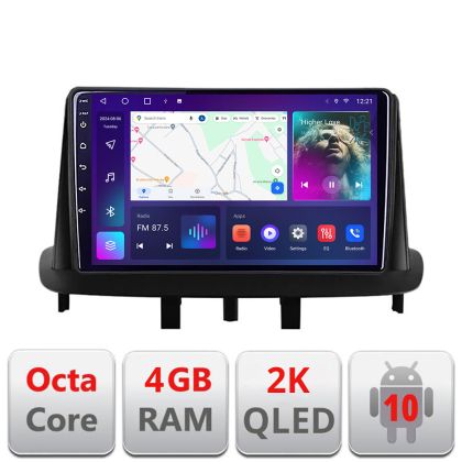 Navigatie Renault Megane 3 Fluence C-145 Android Octa Core Ecran 2K QLED GPS 4G 4+32GB 360 KIT-145+EDT-E409-2K