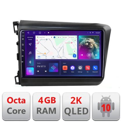 Navigatie Honda Civic Sedan C-132 Android Octa Core Ecran 2K QLED GPS 4G 4+32GB 360 KIT-132+EDT-E409-2K