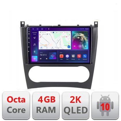 Navigatie Mercedes W203 CLC C-093 Android Octa Core Ecran 2K QLED GPS 4G 4+32GB 360 KIT-093+EDT-E409-2K