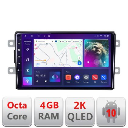 Navigatie Dacia dupa 2012 C-Dacia Android Octa Core Ecran 2K QLED GPS 4G 4+32GB 360 KIT-Dacia+EDT-E409-2K