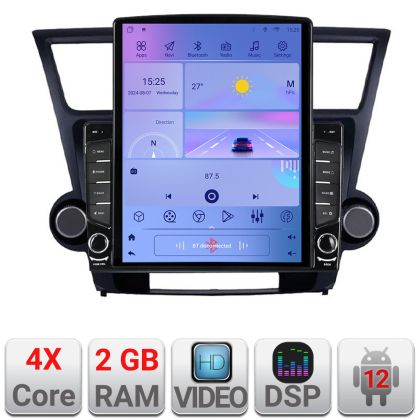 Navigatie Toyota Highlander 2007-2013 ecran tip TESLA 9.7" cu Android Radio Bluetooth Internet GPS WIFI 2+32 DSP Quad