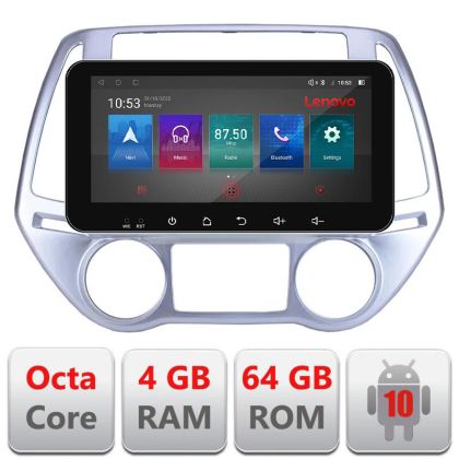 Navigatie HHyundai I20 2011-2014 manual si automat Android radio gps internet Octa Core 4+64 LTE ecran de 10.33' wide Kit-i20-2012+EDT-E511-pro